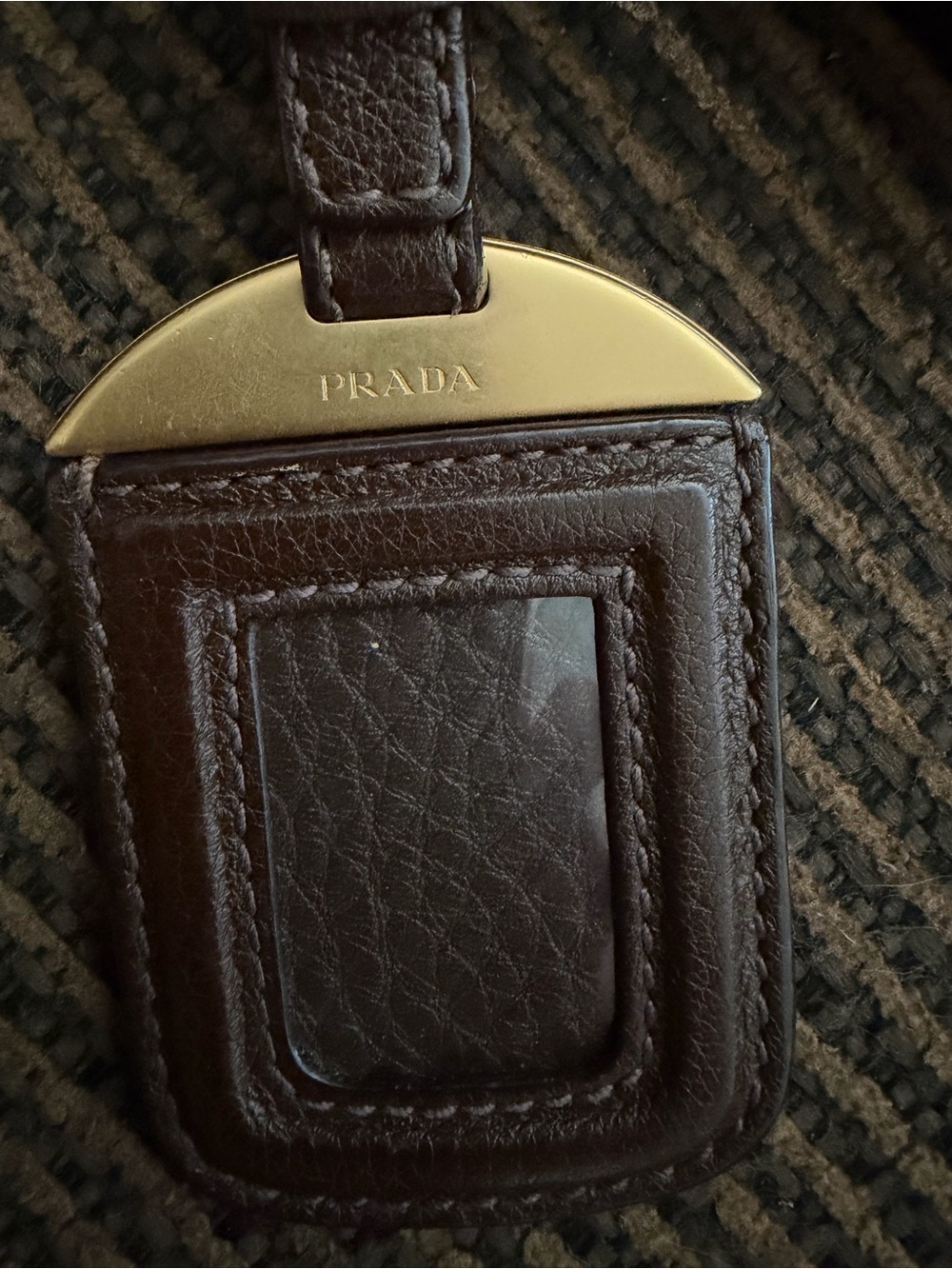 Vintage Dark Olive-Brown Prada Cervo-Trimmed Tessuto Handle Bag - Picture 9 of 15